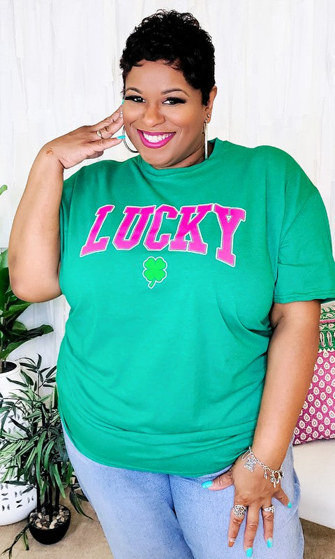 Green & Pink Lucky T Shirt Top