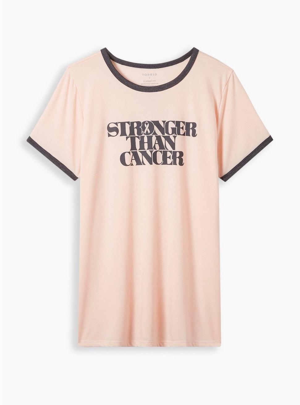 BCA STRONGER THE CANCER CLASSIC FIT CREW NECK RINGER TEE