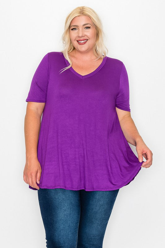 Purple V Neck Shirt Top