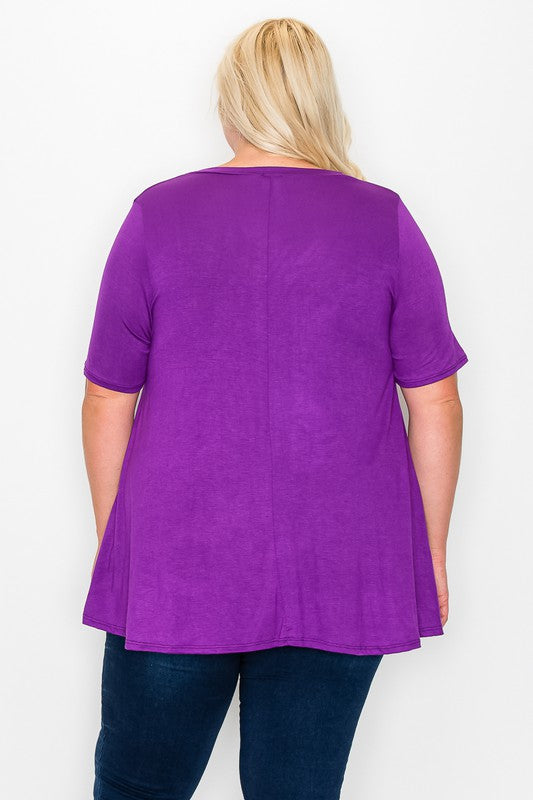 Purple V Neck Shirt Top