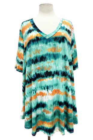 Green Orange Blue Tie Dye Shirt Top