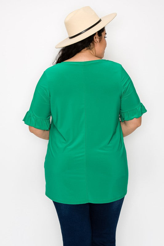 Beautiful PSFU Solid Green Shirt Top