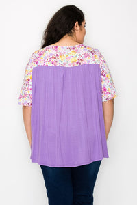PSFU Purple Floral Shirt Top