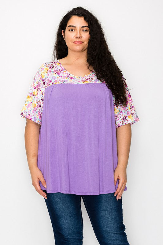 PSFU Purple Floral Shirt Top