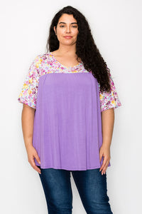PSFU Purple Floral Shirt Top