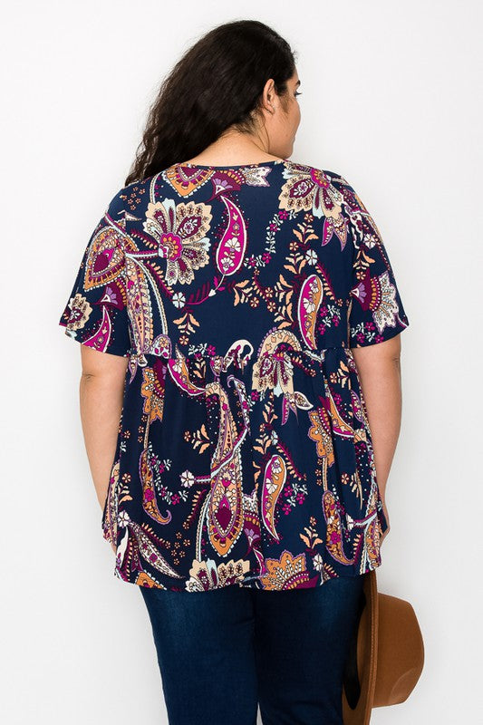 PSFU Navy Paisley Shirt Top