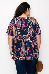 PSFU Navy Paisley Shirt Top