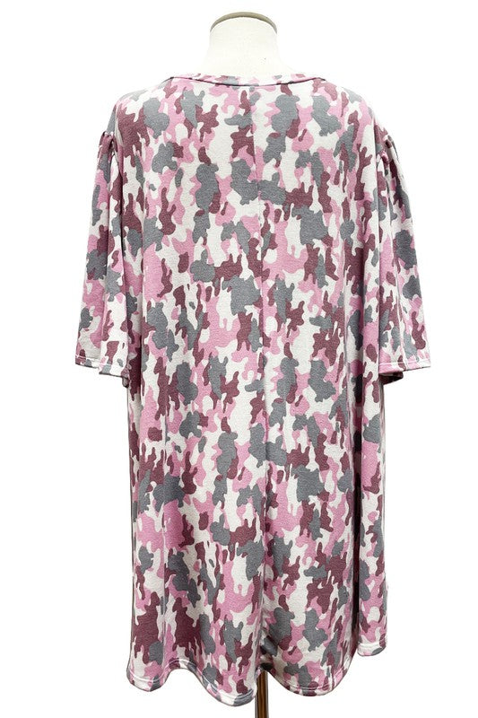Pink Gray White Camo Shirt Top