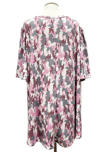 Pink Gray White Camo Shirt Top