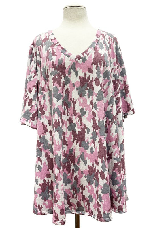 Pink Gray White Camo Shirt Top
