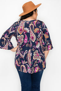 PSFU Navy Paisley Shirt Top