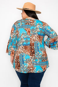Blue Leopard Elegant Shirt Top