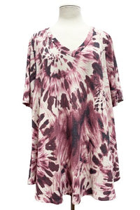 Burgundy Wine Tie Dye Swirl Shirt Top