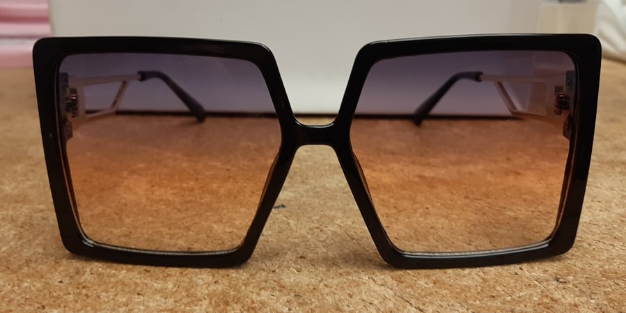 Oversize Black Square Sunglasses with 3 Tone Lens