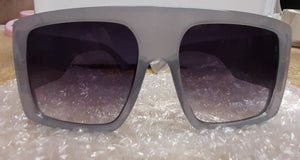 Oversized Gray Sunglasses with Dark Lenses