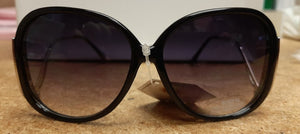 Black Flower Sunglasses with Gold Tone Accents