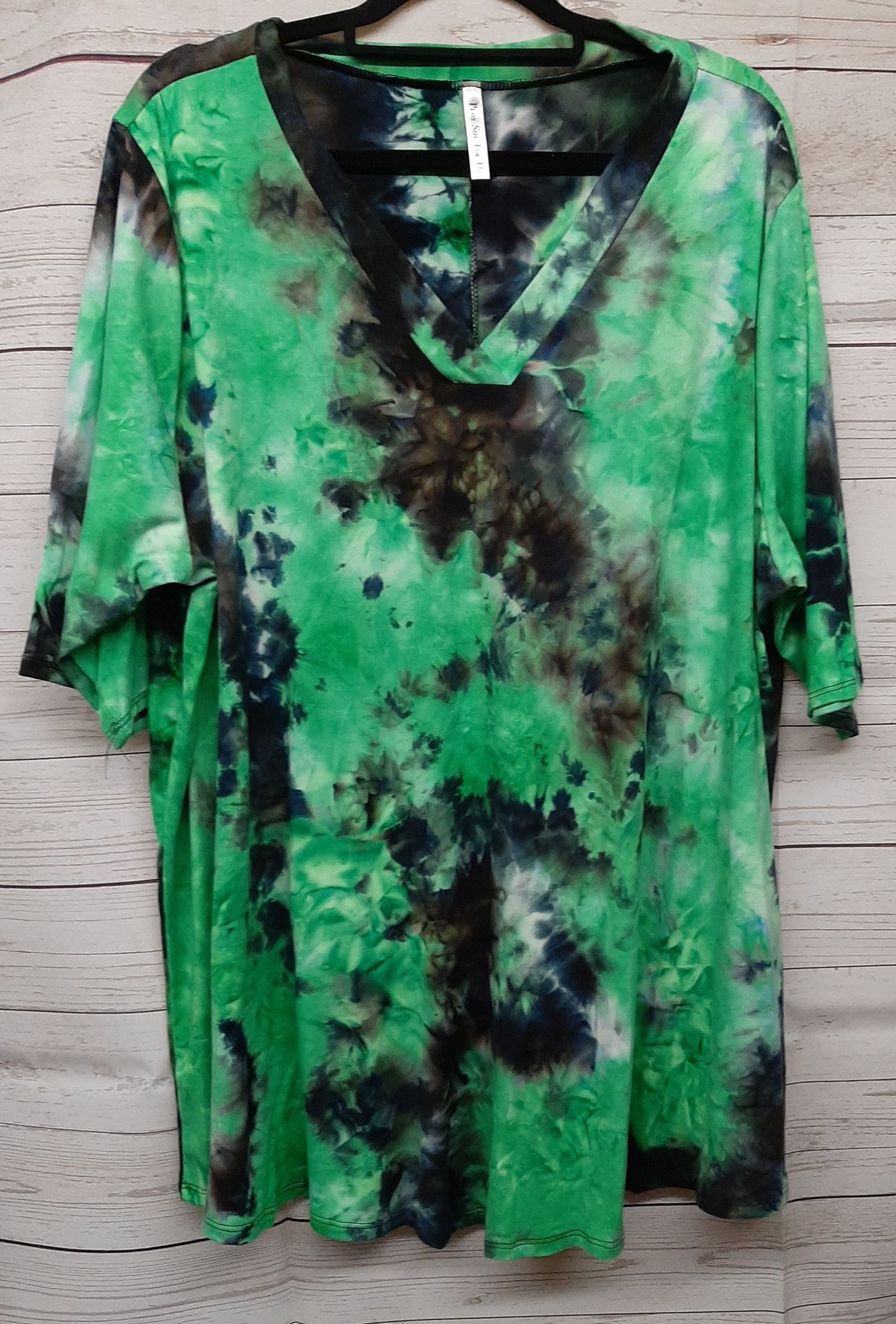 PSFU Green Black Tie Dye V Neck Shirt Top