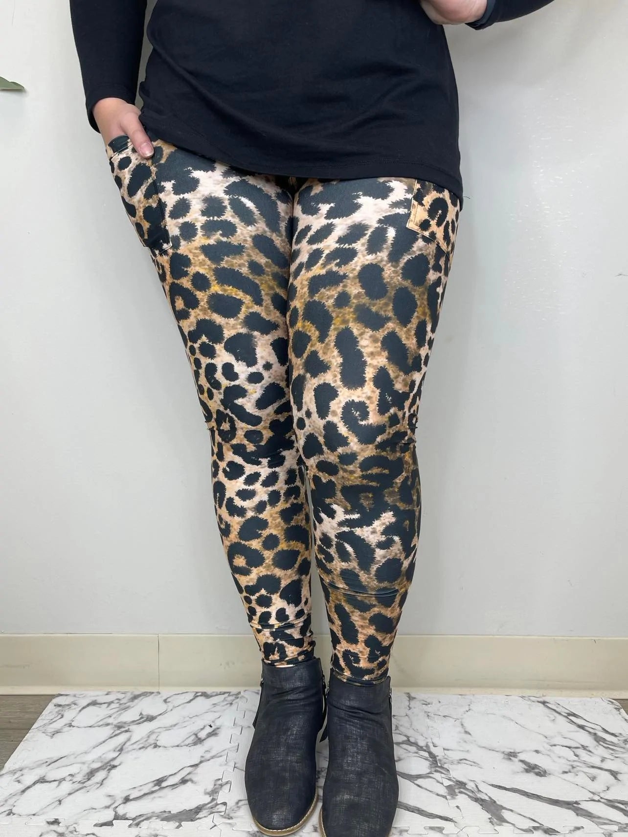Cheetah Leopard Full Length Leggings with Pockets