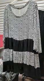 PSFU Black & White Geo Print Tiered Shirt Top