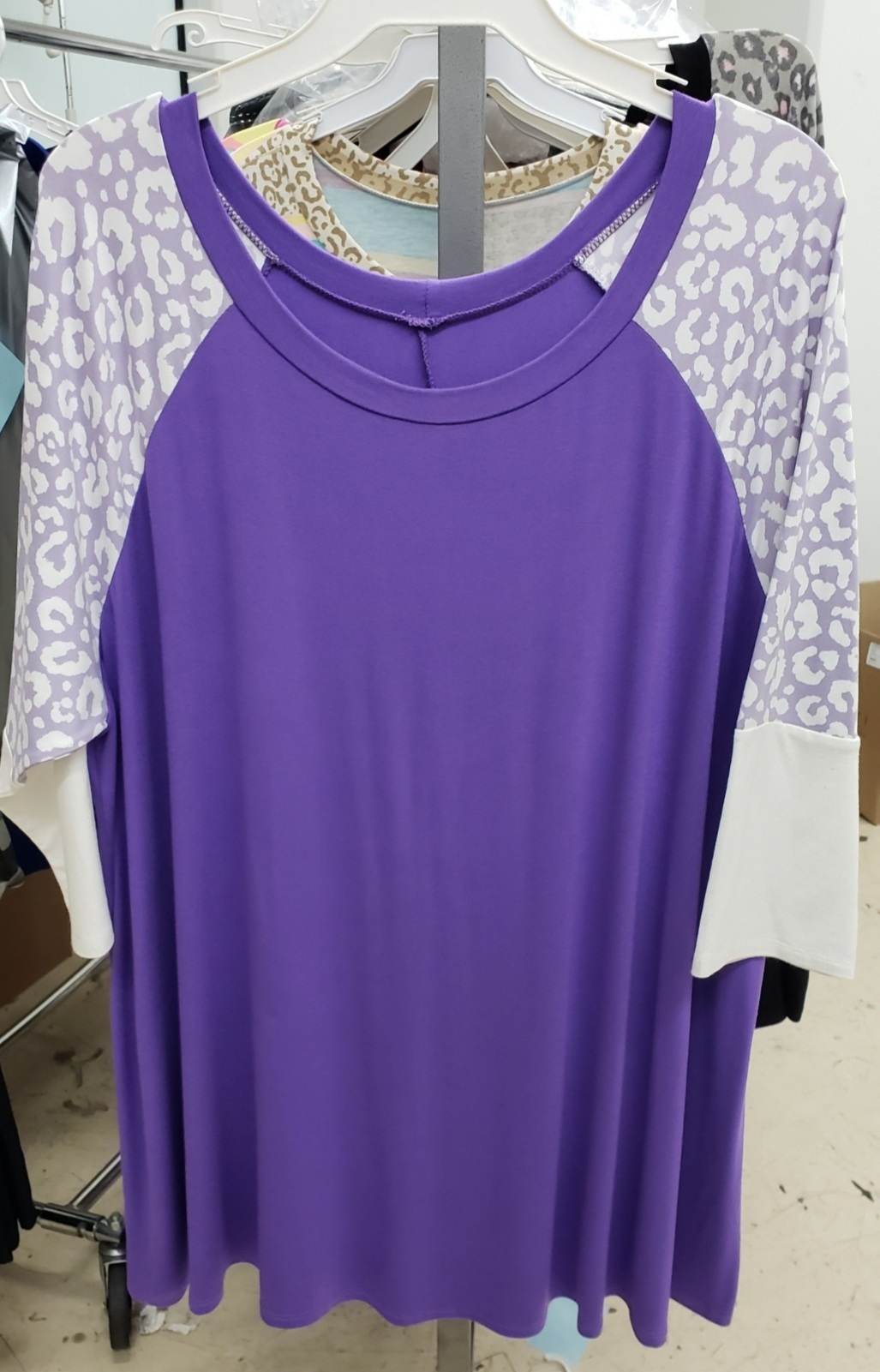 PSFU Purple Top with Purple & White Leopard Sleeves