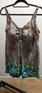 Leopard Floral One Piece Swim Bathing Suit