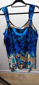 Blue Floral 2 Piece Bathing Swim Suit