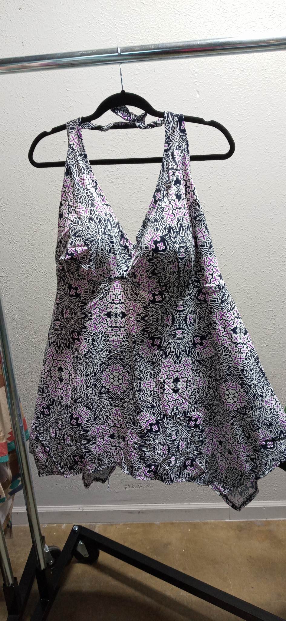 Two Piece Purple Black Swim Bathing Suit