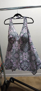 Two Piece Purple Black Swim Bathing Suit