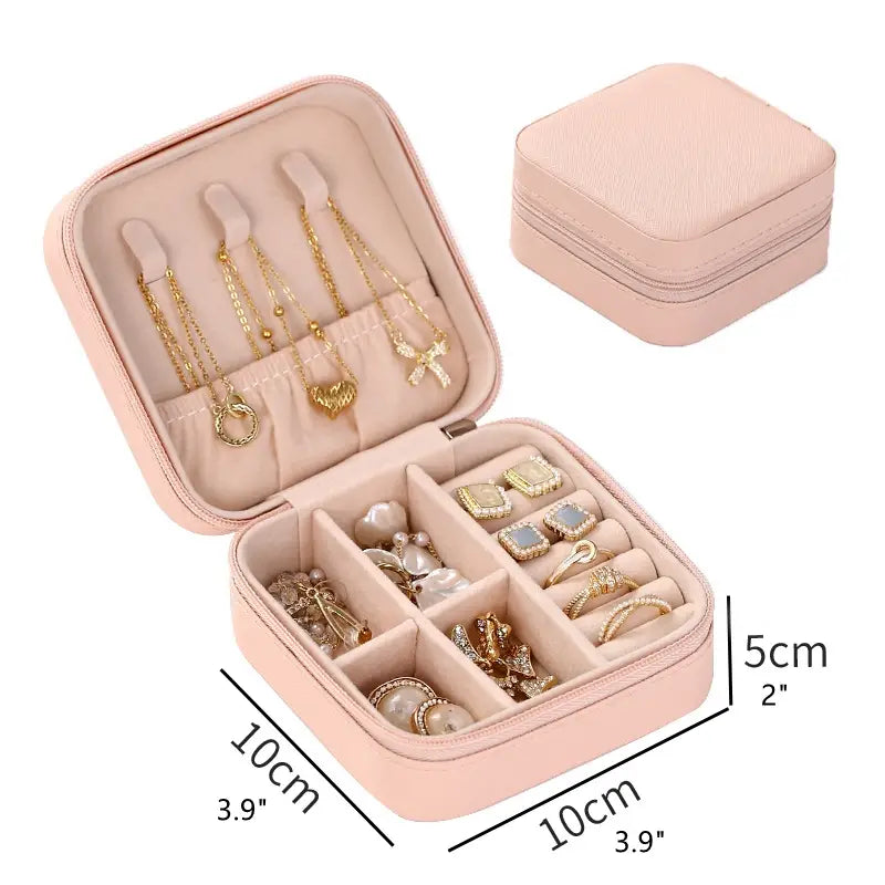 Pink Or Black 1pc Jewelry Box, Travel Portable Jewelry Organizer