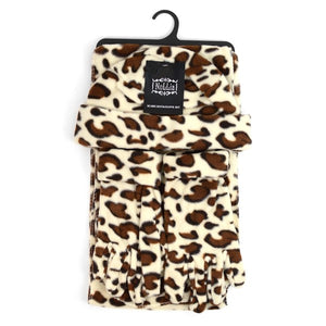 Women's Leopard Print Fleece 3pc Winter Set