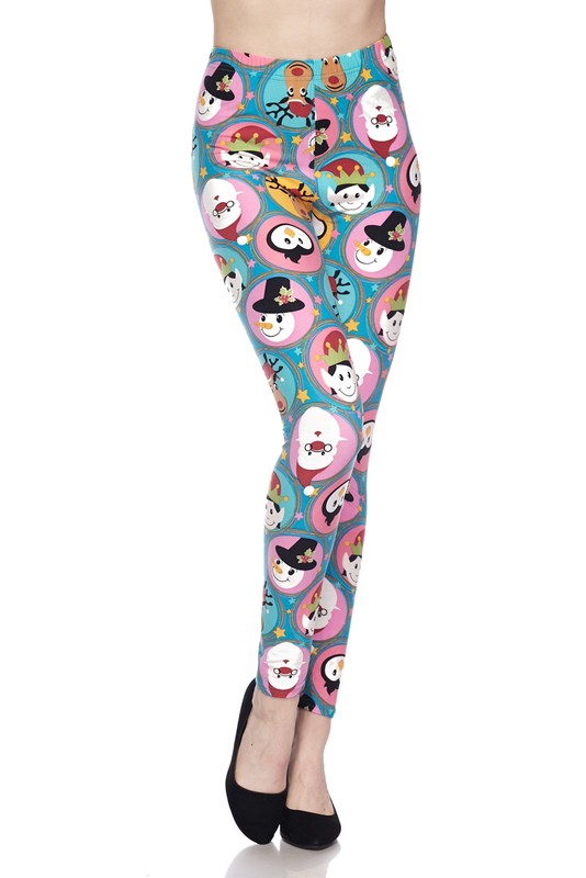 Christmas Character Print Brush Ankle Legging