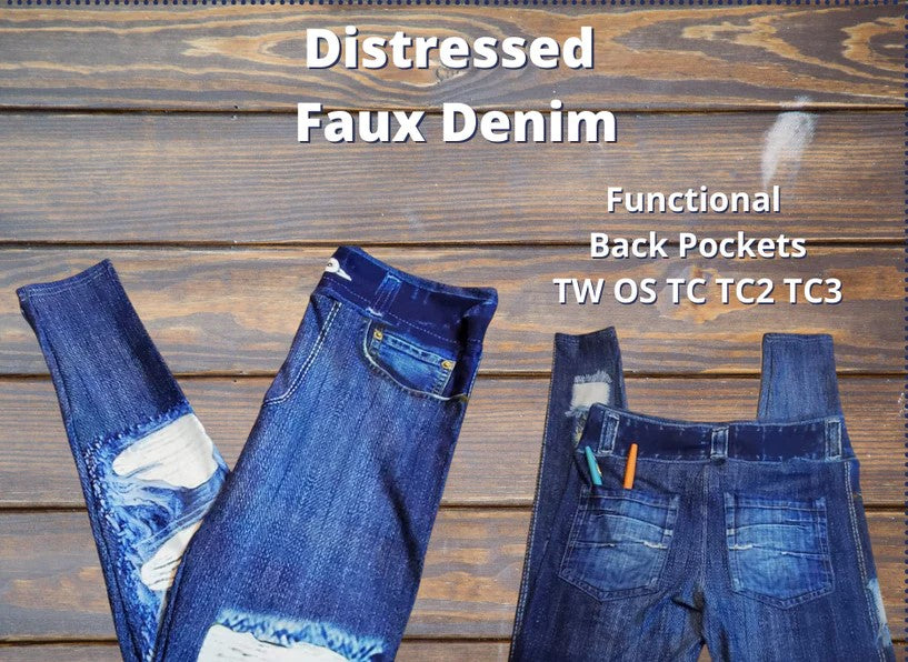 Distressed Faux Denim Legging