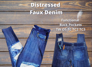 Distressed Faux Denim Legging