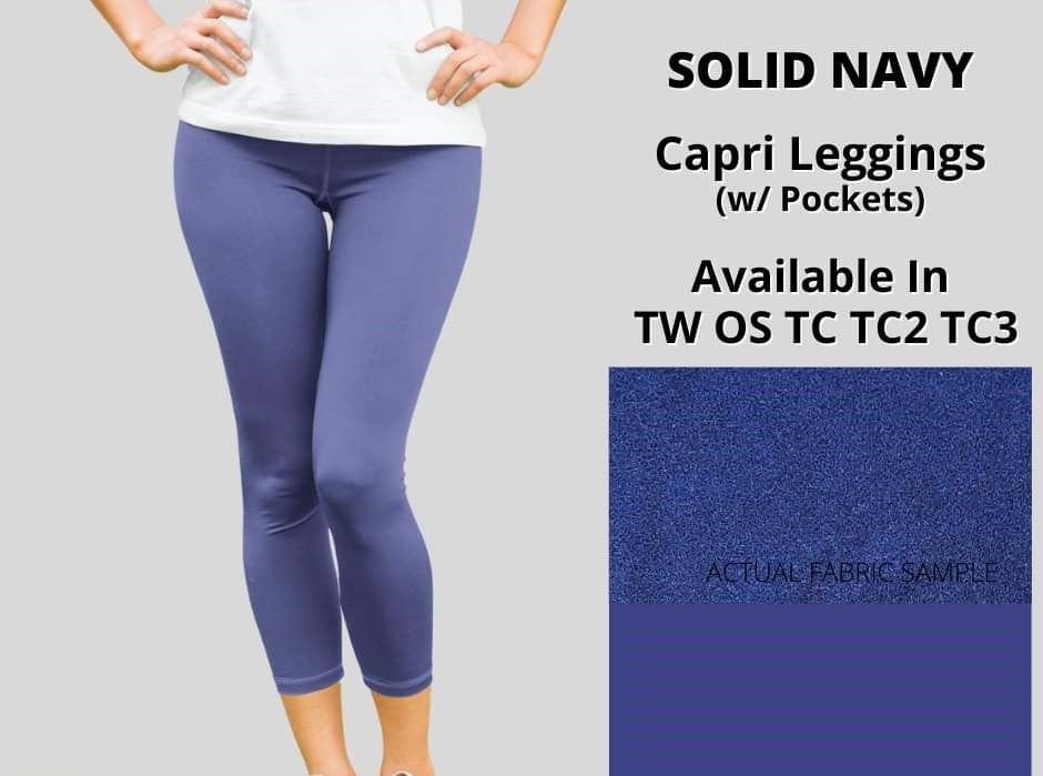 Solid Navy Capri Capris w/ Pockets