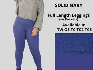 Solid Navy Full Length Leggings with Pockets Legging