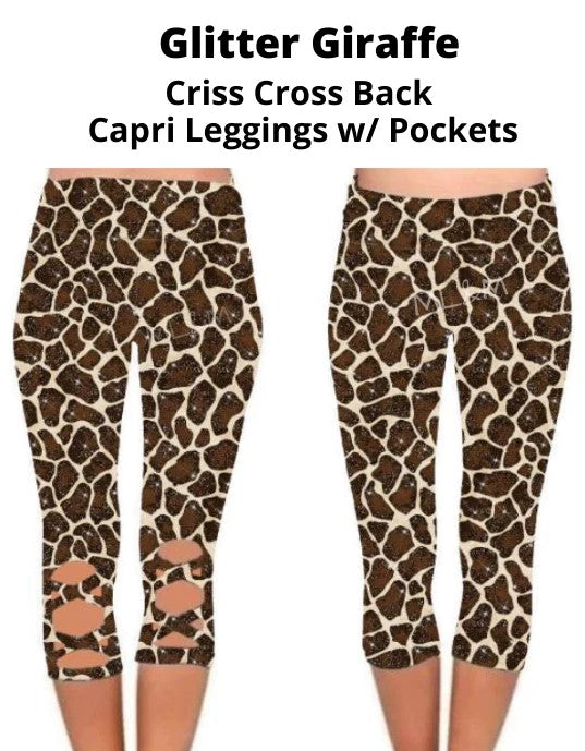 Glitter Giraffe Criss Cross Capri w/ Pockets