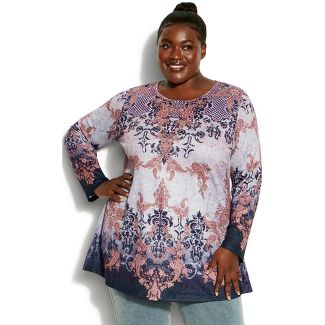 Arna York Callie Top Red Ornate Sublimation Top