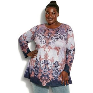 Arna York Callie Top Red Ornate Sublimation Top