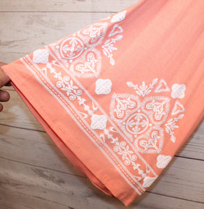 Orange w Gorgeous White Lattice Accent Top