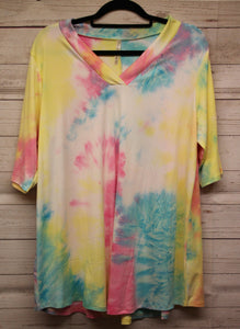 PSFU V Neck Tie Dye Top