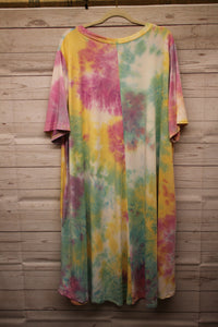 Stretchy  V Neck Tie Dye Dress