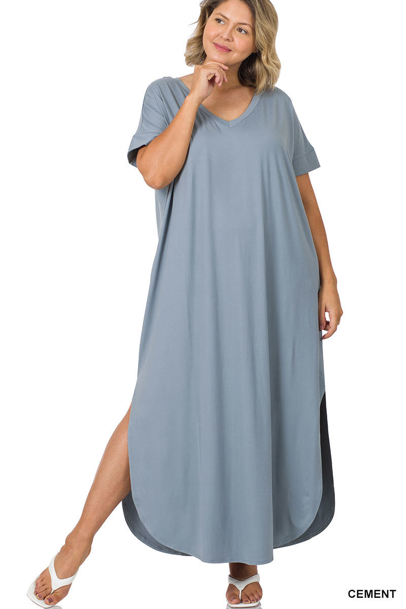 Cement Blue Brushed Maxi Dress