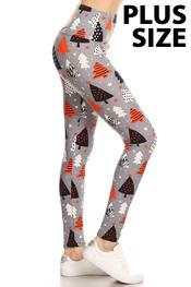Gray Background Christmas Holiday Tree Leggings
