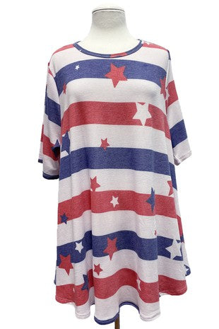 Red White Blue Stripes & Stars Top