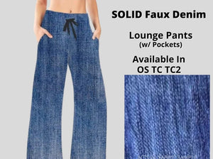 Blue Faux Denim Full Length Lounge Pants
