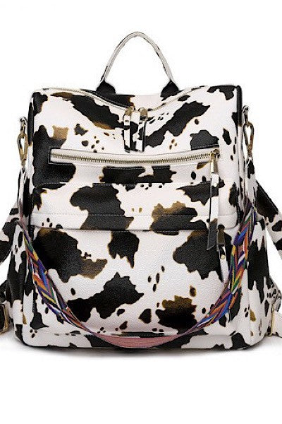 Cow Print Backpack Purse