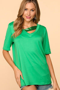 Green Top w Green Sequin Band Detail