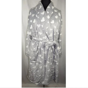 Gray Grey Heart Bath House Robe