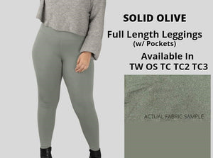 Solid Olive Full Length Leggings w/ Pockets