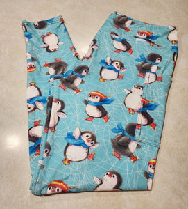 Iceskating Penguins Full Length Leggings w Pockets